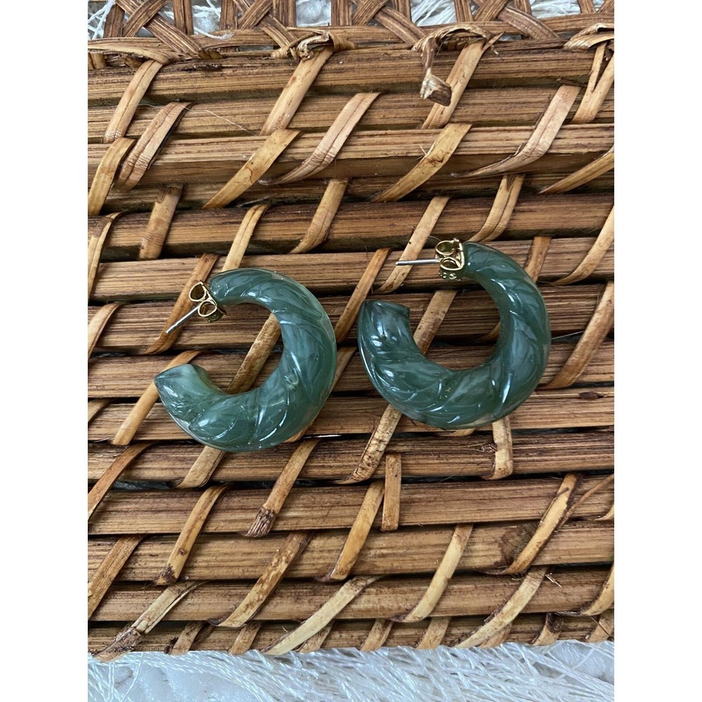 Avon Jade colored hoops vintage earrings